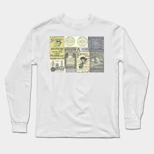 Vintage British Bathroom Product Advertisements Collage Long Sleeve T-Shirt